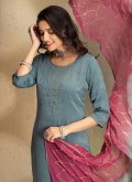 Grey Silk Embroidered Trendy Salwar Suit for Ceremonial - 2