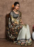 Grey Silk Saree in Silk with Floral Print - 2