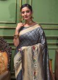 Grey Silk Woven Classic Designer Saree - 1