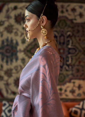 Grey Silk Woven Designer Saree for Engagement