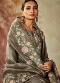 Grey Trendy Salwar Kameez in Silk with Embroidered - 1