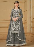 Grey Trendy Salwar Suit in Faux Georgette with Embroidered - 1