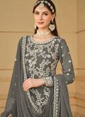 Grey Trendy Salwar Suit in Faux Georgette with Embroidered - 2