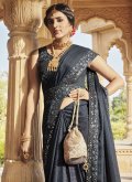Grey Trendy Saree in Fancy Fabric with Embroidered - 1
