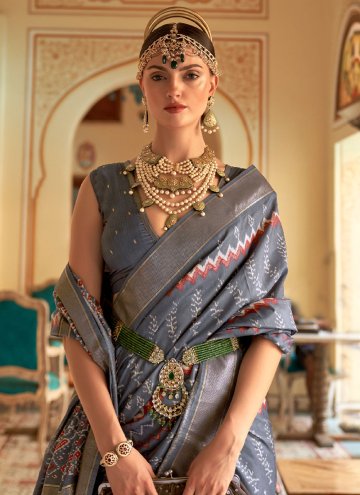 Grey Trendy Saree in Patola Silk with Woven