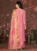 Hand Work Organza Pink Palazzo Suit - 2