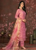 Hand Work Organza Pink Palazzo Suit - 3