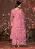 Hand Work Organza Pink Palazzo Suit - 2