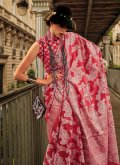Handloom Cotton Trendy Saree in Red Enhanced with Chikankari Work - 1