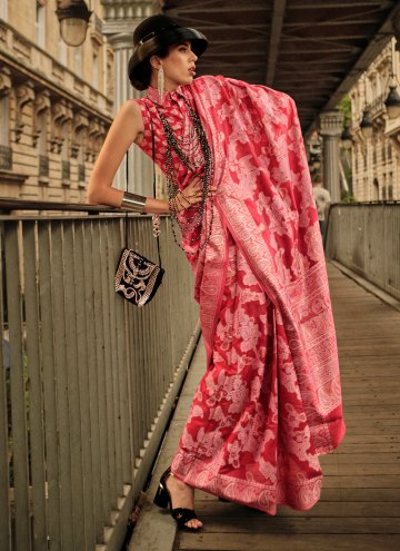Handloom Cotton Trendy Saree in Red Enhanced with Chikankari Work