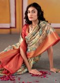 Handloom Silk Classic Designer Saree in Multi Colour Enhanced with Floral Print - 1