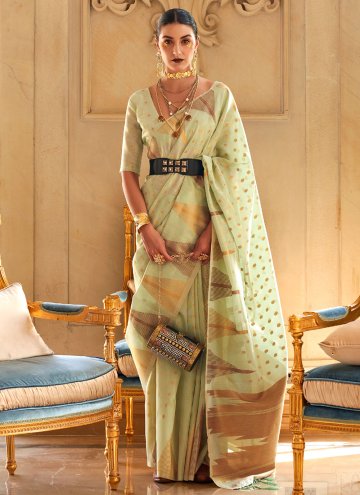Handloom Silk Classic Designer Saree in Sea Green 