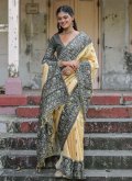 Handloom Silk Contemporary Saree in Black Enhanced with Woven - 3