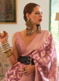 Handloom Silk Contemporary Saree in Purple Enhanced with Multi - 1