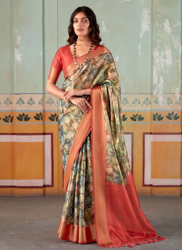 Handloom Silk Designer Saree in Multi Colour Enhan