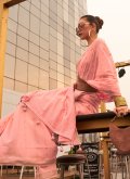 Handloom Silk Designer Saree in Pink Enhanced with Woven - 1