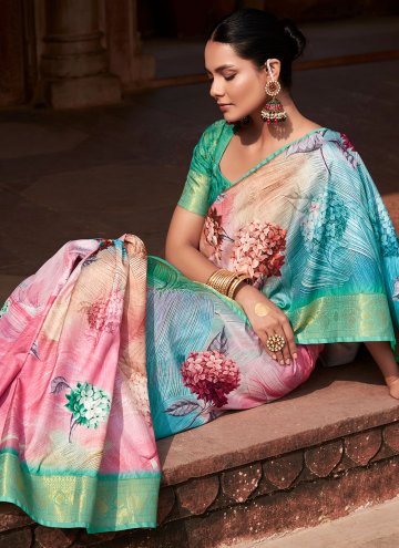 Handloom Silk Trendy Saree in Multi Colour Enhanced with Woven