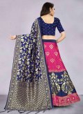 Hot Pink Banarasi Jacquard Work Designer Long Lehenga Choli - 3