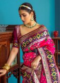Hot Pink Banarasi Woven Classic Designer Saree for Engagement - 1