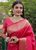 Hot Pink Classic Designer Saree in Patola Silk with Woven - 1