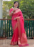Hot Pink Classic Designer Saree in Patola Silk with Woven - 2