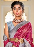 Hot Pink color Banarasi Classic Designer Saree with Jacquard Work - 1