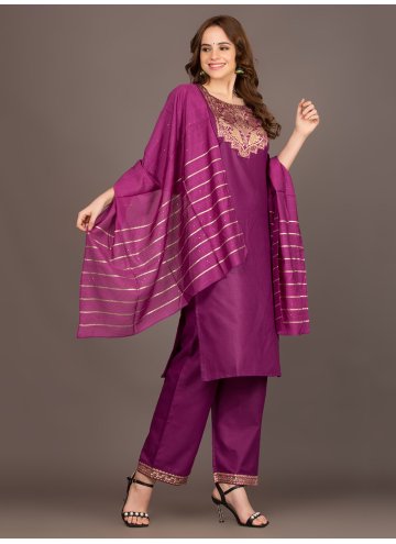Hot Pink color Cotton  Trendy Salwar Kameez with J