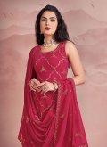 Hot Pink color Georgette Readymade Style with Sequins Work - 1