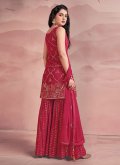Hot Pink color Georgette Readymade Style with Sequins Work - 3