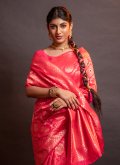Hot Pink color Silk Casual Saree with Woven - 1