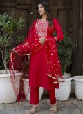 Hot Pink Designer Salwar Kameez in Rayon with Embroidered - 2