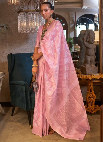 Hot Pink Patola Silk Hand Work Classic Designer Saree