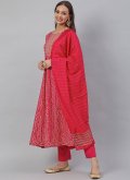 Hot Pink Rayon Printed Salwar Suit for Ceremonial - 2