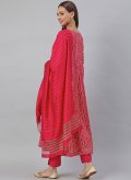 Hot Pink Rayon Printed Salwar Suit for Ceremonial - 3