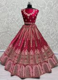 Hot Pink Velvet Diamond Work Designer Lehenga Choli - 1