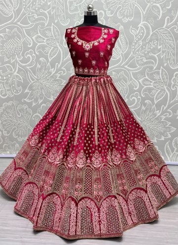 Hot Pink Velvet Diamond Work Designer Lehenga Choli