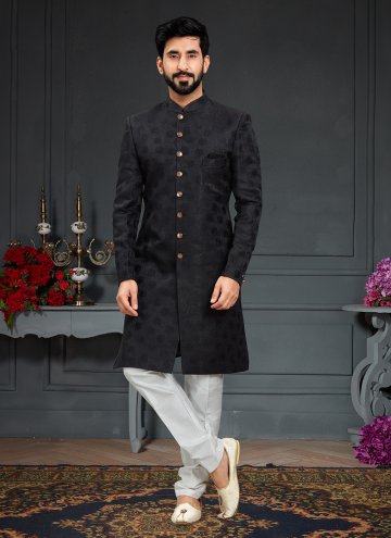 Imported Indo Western in Black Enhanced with Embroidered