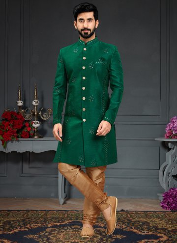 Imported Indo Western in Green Enhanced with Embroidered