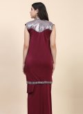 Imported Trendy Saree in Maroon Enhanced with Embroidered - 1