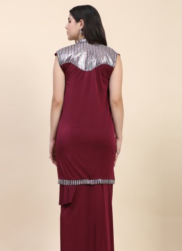 Imported Trendy Saree in Maroon Enhanced with Embroidered