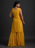 Yellow Georgette Sequins Work Designer Salwar Kameez for Casual - 2