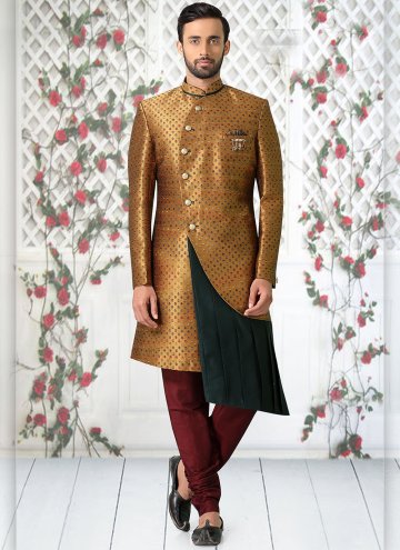 Jacquard Indo Western in Gold Enhanced with Plain 