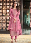Jacquard Salwar Suit in Pink Enhanced with Embroidered - 1