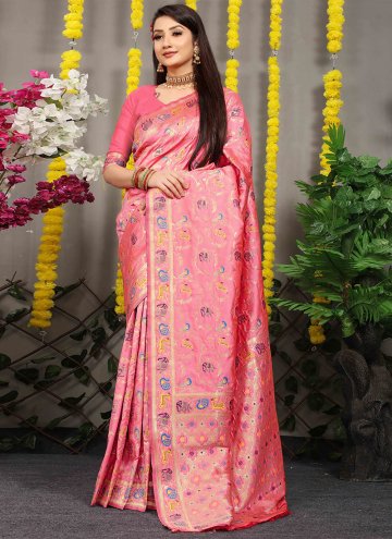 Jacquard Work Banarasi Pink Classic Designer Saree