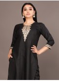 Jacquard Work Cotton  Black Salwar Suit - 1