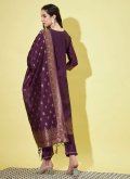 Jacquard Work Cotton Silk Purple Trendy Salwar Suit - 2