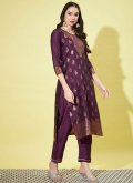Jacquard Work Cotton Silk Purple Trendy Salwar Suit - 3