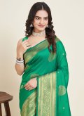 Jacquard Work Silk Green Designer Saree - 1