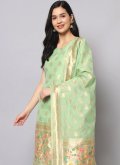 Jacquard Work Silk Sea Green Trendy Salwar Suit - 1