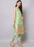 Jacquard Work Silk Sea Green Trendy Salwar Suit - 3